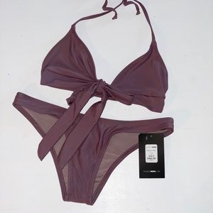 Fashion Nova Tie Front Purple Bikini